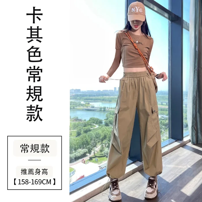 現貨2024秋冬加絨工裝褲天絲棉束腳闊腿兩穿休閒運動褲・21 色/褲長可選