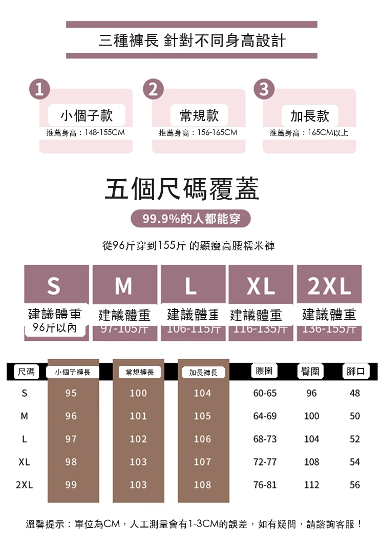 現貨2025春季高腰糯米褲窄版直筒褲休閒闊腿拖地褲・9 色/褲長可選 尺寸表與尺寸建議