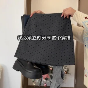 灰色・高腰・波點・A字・包臀・短版半身裙