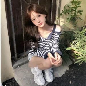 条纹・條紋・寬鬆・短袖上衣