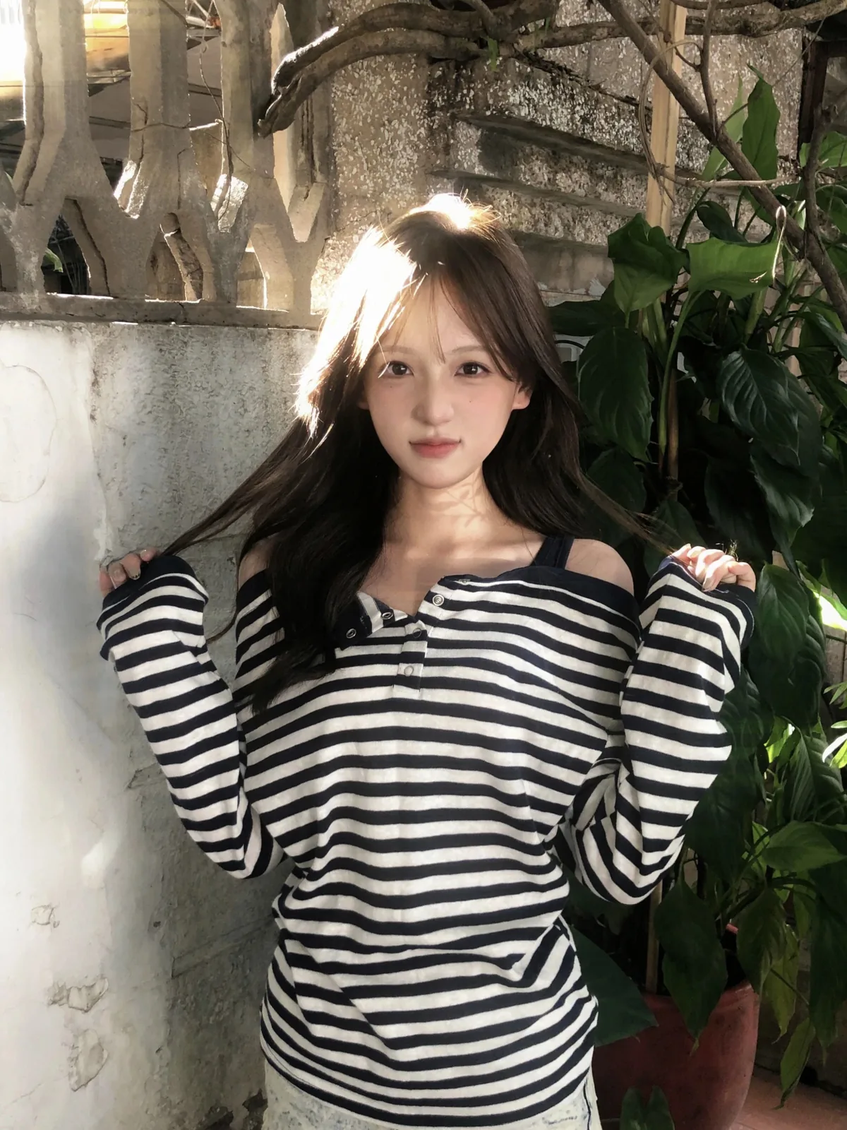 条纹・條紋・寬鬆・短袖上衣 穿搭參考