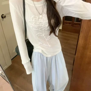 白色・印花・修身・夏日・短袖上衣