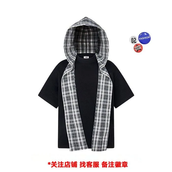 灰色【送徽章】/黑色【送徽章】・寬鬆・夏日・短袖上衣 設計細節