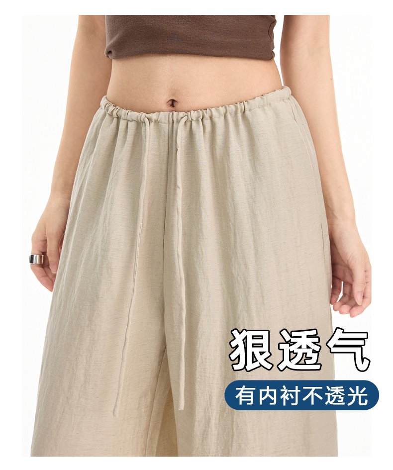 美式輕薄亞萊塞爾麻褲垂感慵懶鬆弛感褲子直筒寬松休閒棉麻褲 商品細節 4