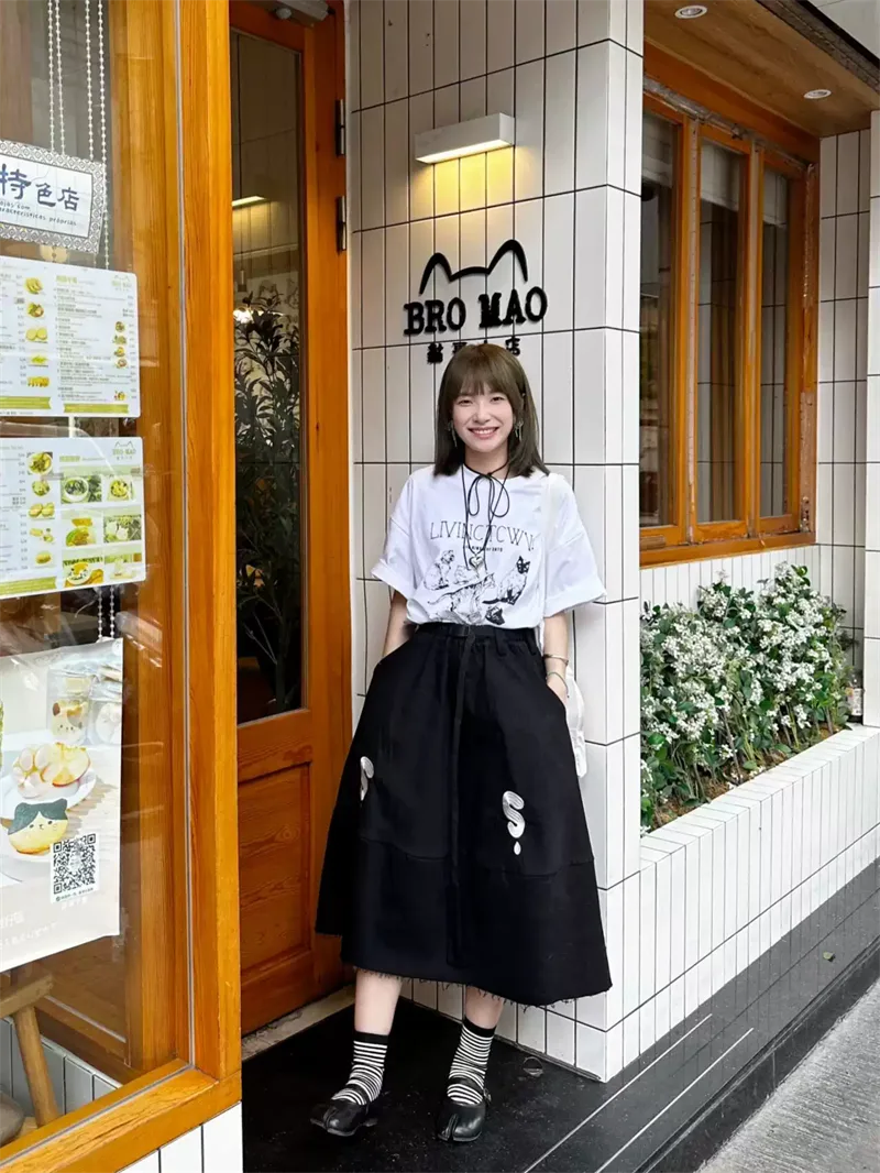 純棉打底衫慵懶寬松卡通印花圓領短袖大碼T恤 商品細節 2