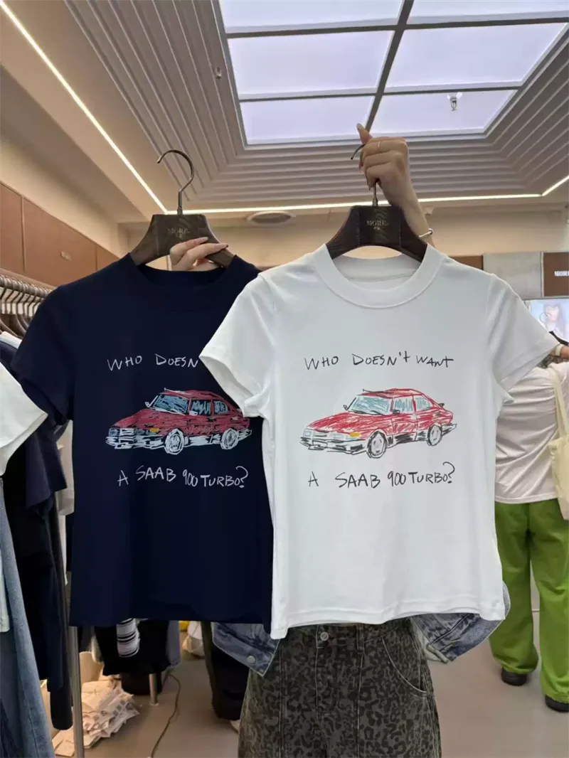 純棉打底衫女汽車印花圓領短袖T恤寬松上衣 商品細節 4