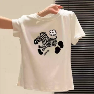 純棉打底衫女卡通印花圓領短袖T恤寬松上衣