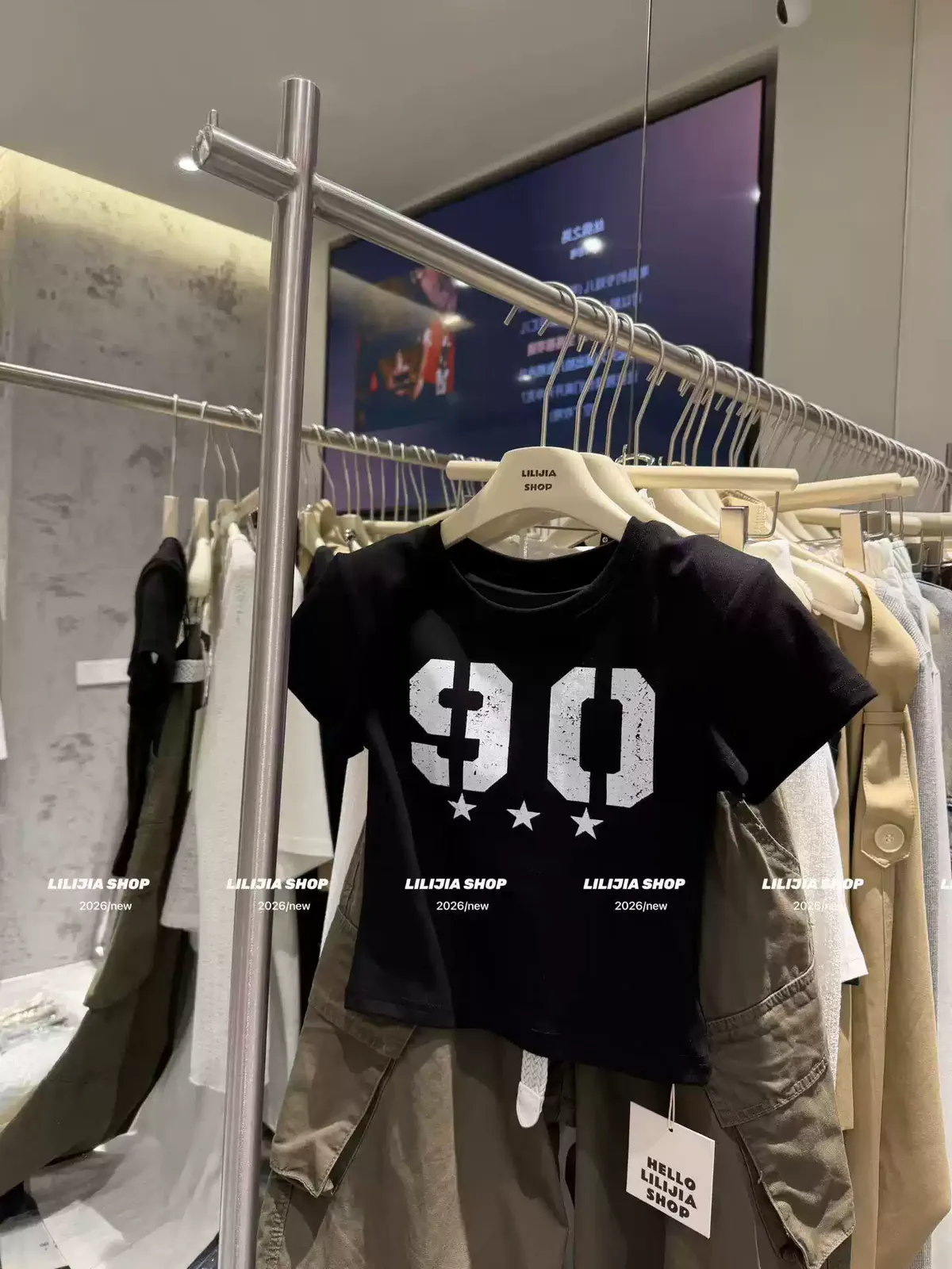 純棉打底衫女數字印花圓領短袖T恤寬松上衣 商品細節 1