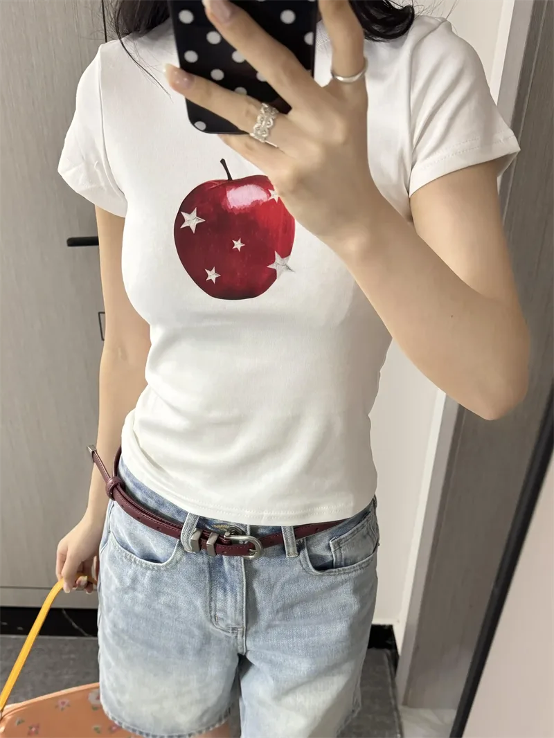 純棉打底衫女蘋果印花圓領短袖T恤寬松上衣 商品細節 2