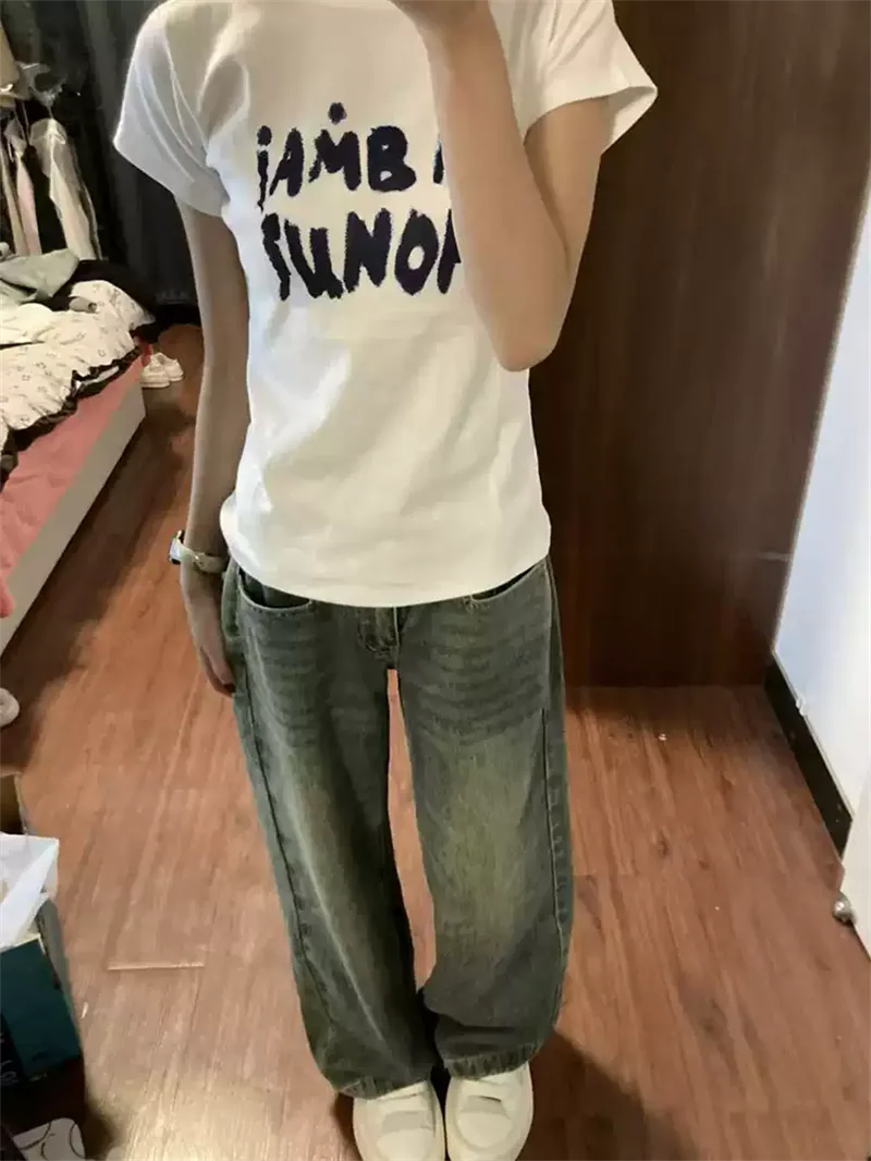 純棉打底衫女字母印花圓領短袖T恤寬松上衣 商品細節 2
