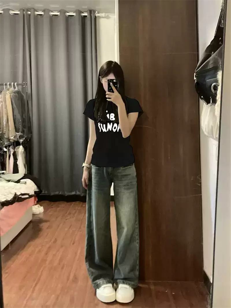 純棉打底衫女字母印花圓領短袖T恤寬松上衣 商品細節 3