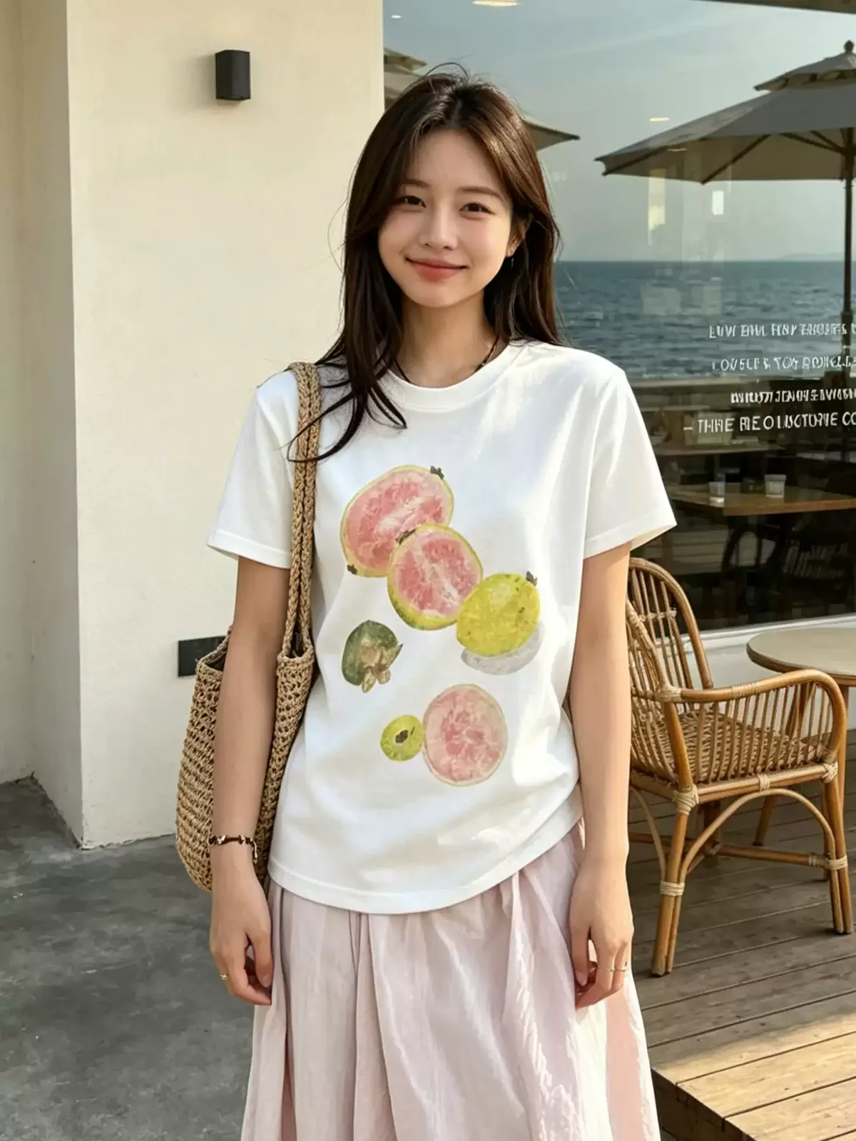 純棉打底衫女水果印花圓領短袖T恤寬松上衣 商品細節 1