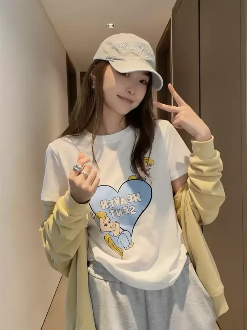 純棉打底衫女卡通印花圓領短袖T恤寬松上衣 商品細節 2