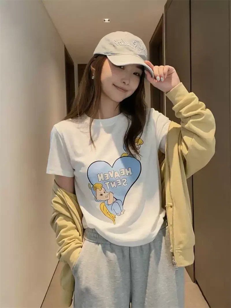 純棉打底衫女卡通印花圓領短袖T恤寬松上衣 商品細節 3