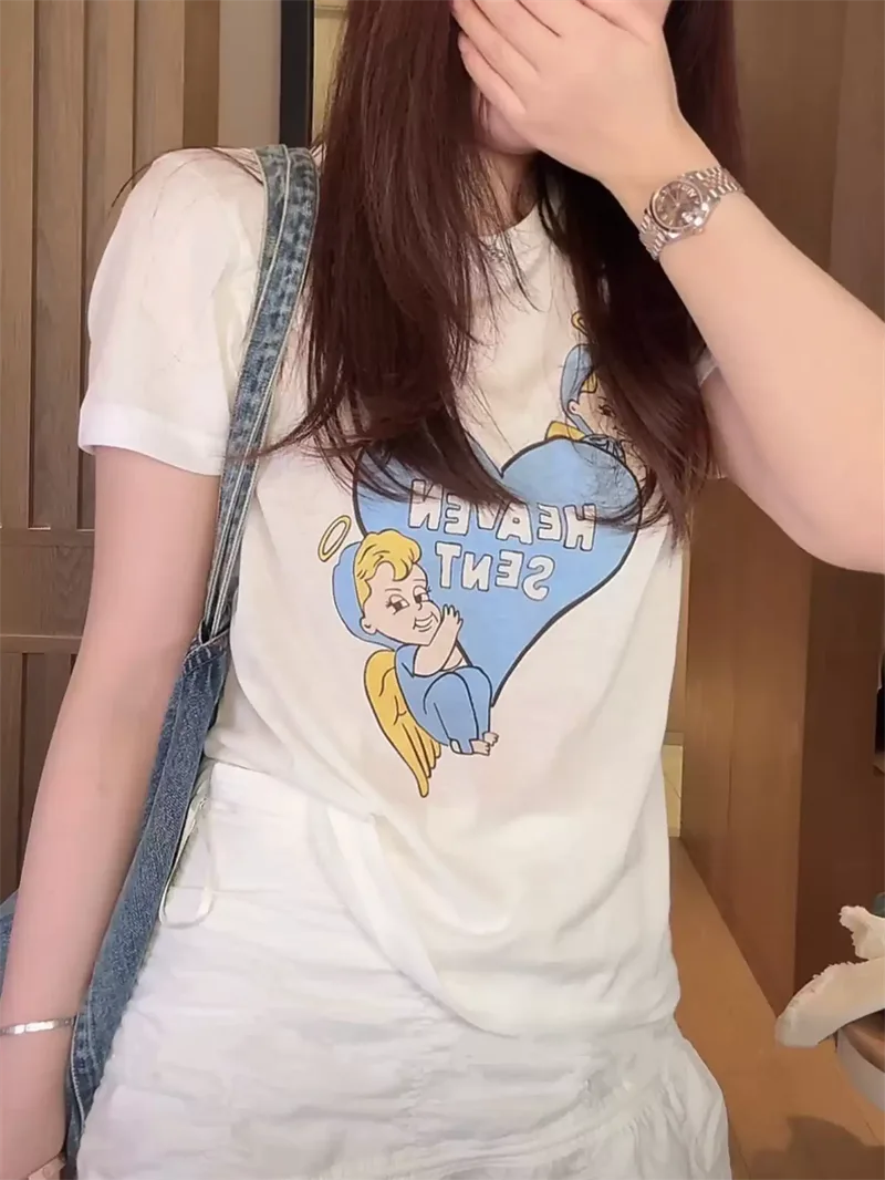 純棉打底衫女卡通印花圓領短袖T恤寬松上衣 商品細節 4