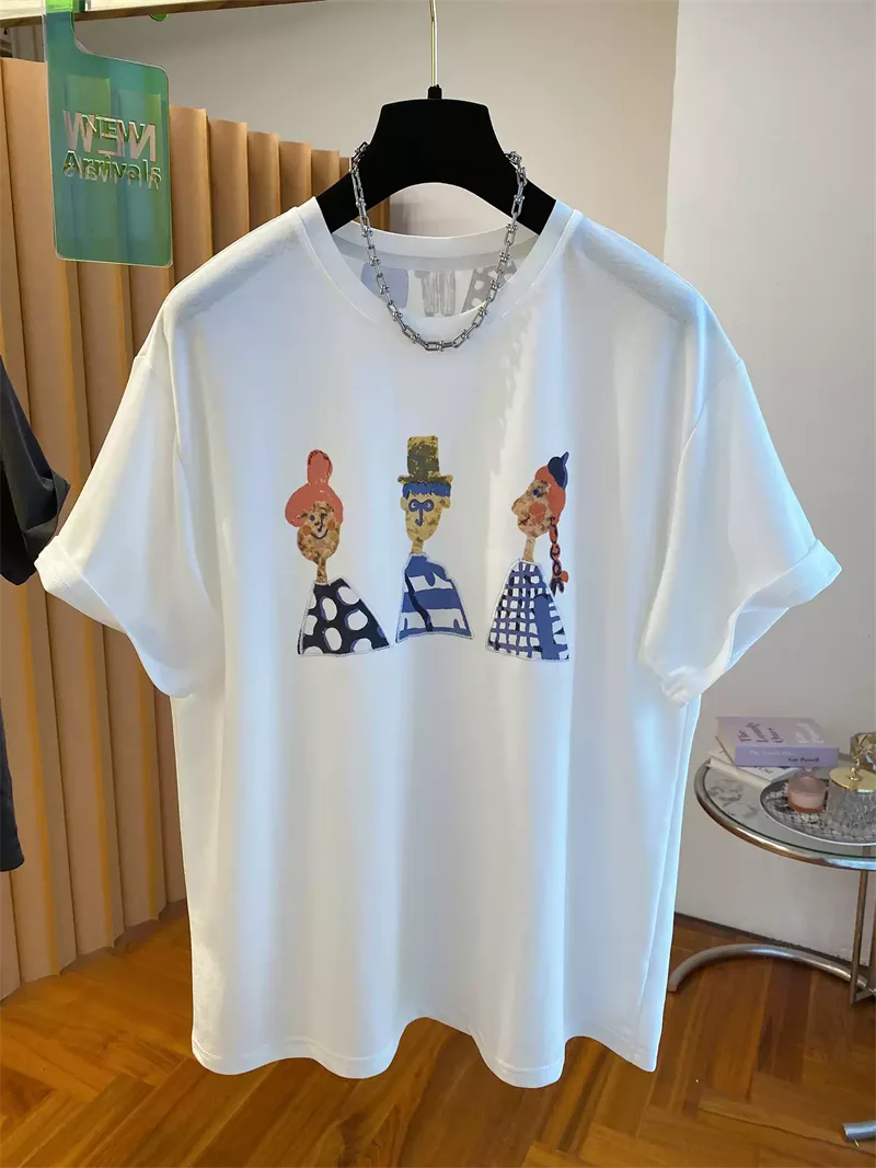 純棉打底衫慵懶寬松卡通印花圓領短袖大碼T恤:圖片 5