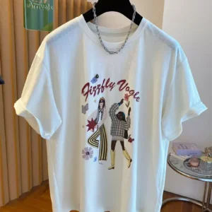 純棉打底衫慵懶寬松卡通印花圓領短袖大碼T恤