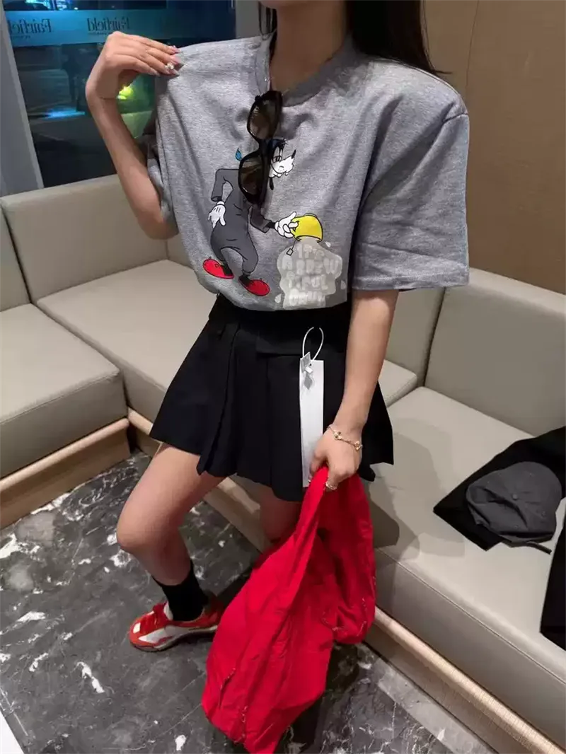 純棉打底衫慵懶寬松卡通印花圓領短袖大碼T恤 商品細節 1