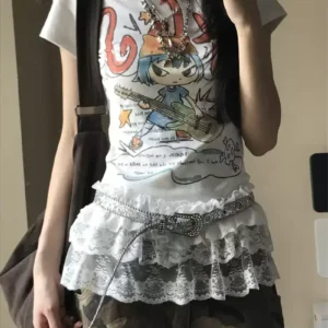 純棉打底衫女卡通印花圓領短袖T恤寬松上衣