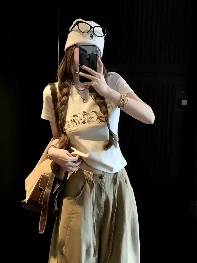 純棉打底衫女小狗印花圓領短袖T恤寬松上衣 商品細節 2