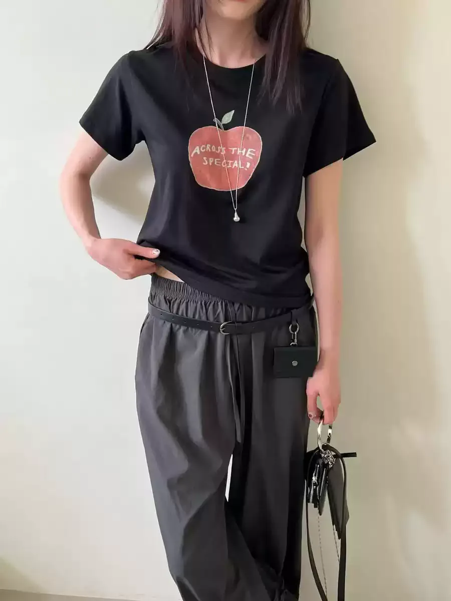 純棉打底衫女蘋果印花圓領短袖T恤寬松上衣 商品細節 2