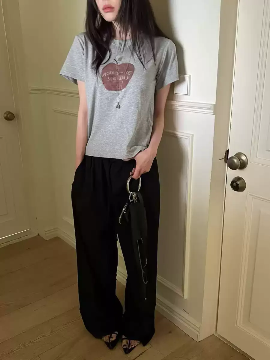 純棉打底衫女蘋果印花圓領短袖T恤寬松上衣 商品細節 4