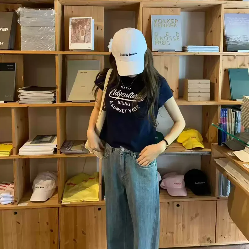 純棉打底衫女字母印花圓領短袖T恤寬松上衣 商品細節 2