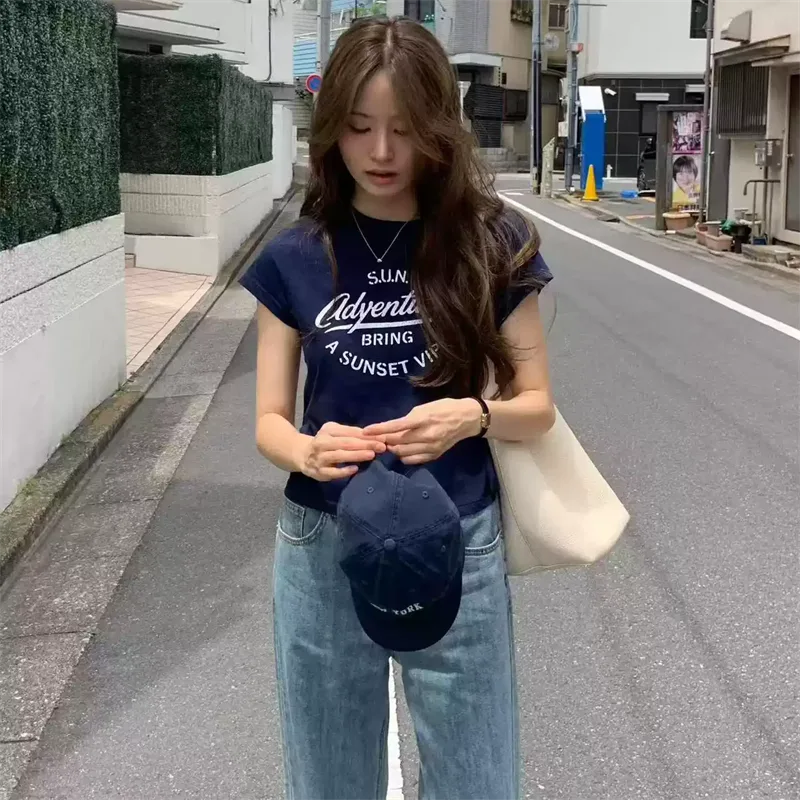 純棉打底衫女字母印花圓領短袖T恤寬松上衣 商品細節 3