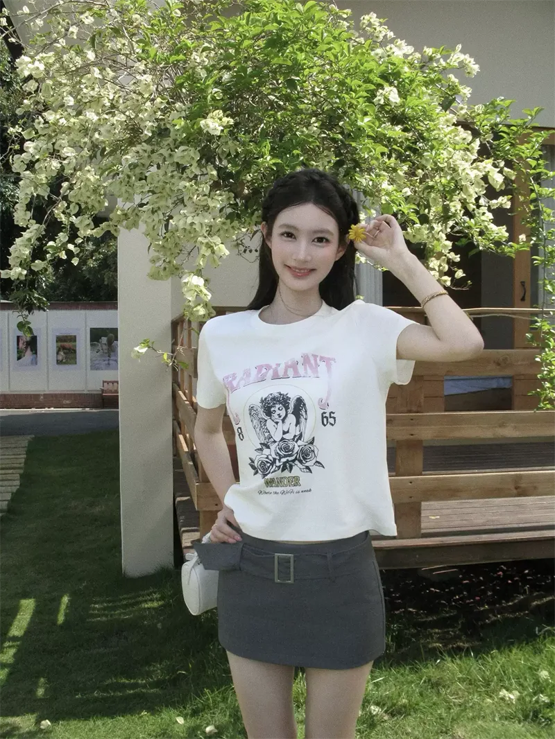 純棉打底衫女卡通印花圓領短袖T恤寬松上衣 商品細節 4