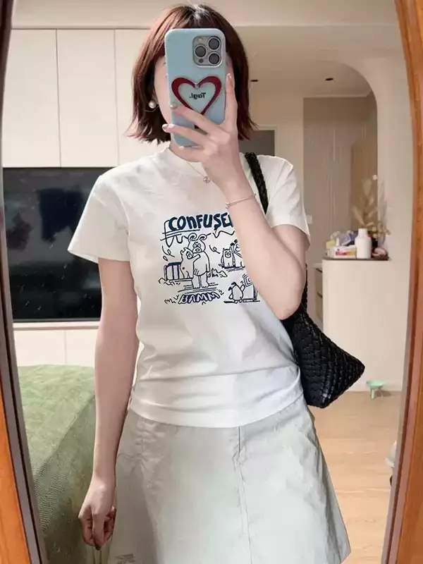 純棉打底衫女卡通印花圓領短袖T恤寬松上衣 商品細節 1