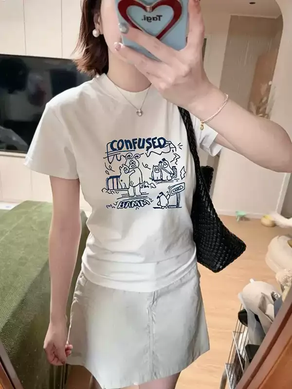 純棉打底衫女卡通印花圓領短袖T恤寬松上衣 商品細節 2
