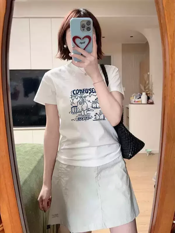 純棉打底衫女卡通印花圓領短袖T恤寬松上衣 商品細節 4