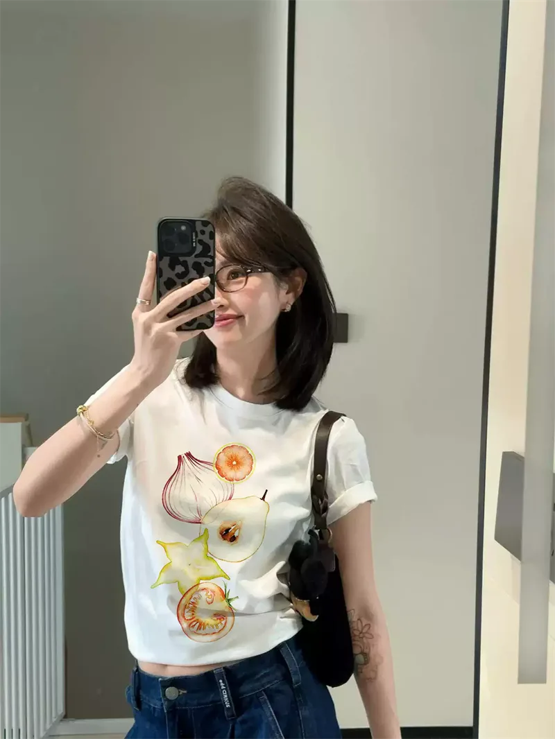 純棉打底衫女水果印花圓領短袖T恤寬松上衣 商品細節 1