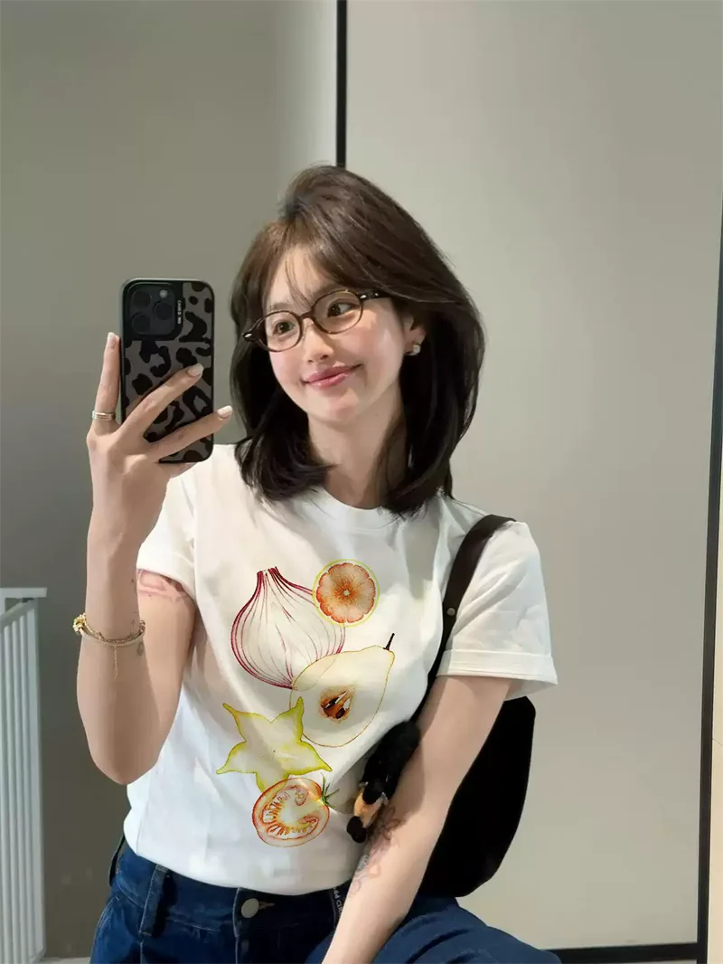 純棉打底衫女水果印花圓領短袖T恤寬松上衣 商品細節 2