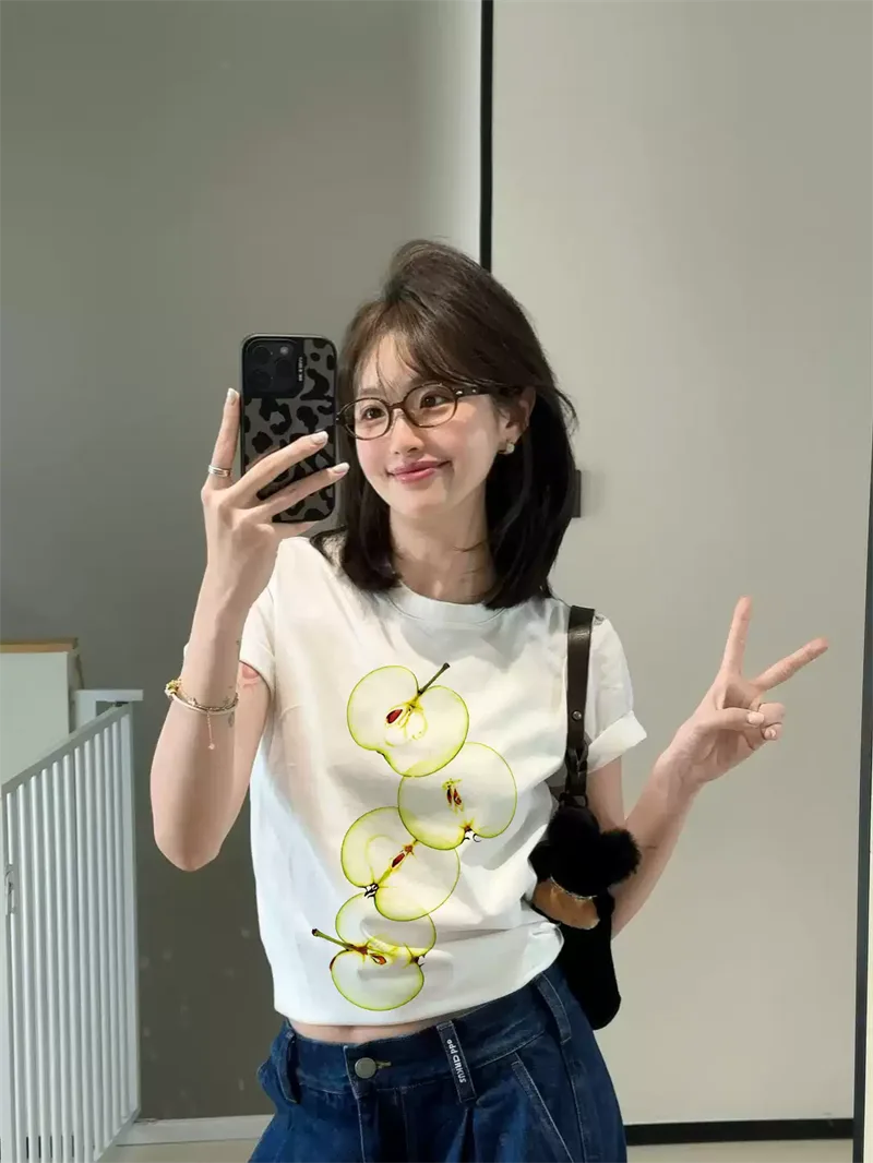 純棉打底衫女蘋果印花圓領短袖T恤寬松上衣 商品細節 2