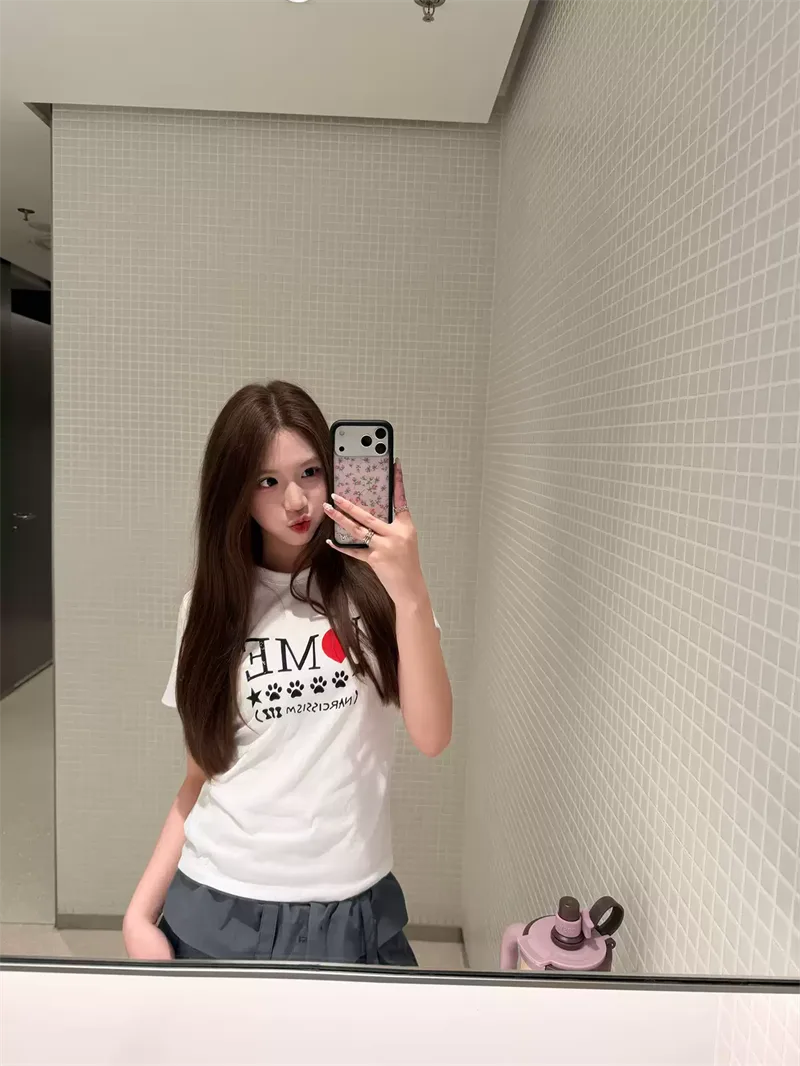 純棉打底衫女字母印花圓領短袖T恤寬松上衣 商品細節 4