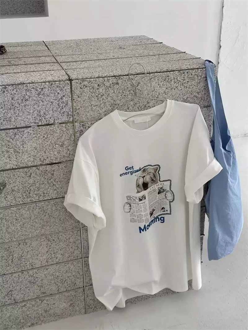 純棉打底衫慵懶寬松卡通印花圓領短袖大碼T恤 商品細節 3