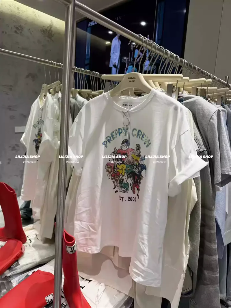 純棉打底衫慵懶寬松卡通印花圓領短袖大碼T恤 商品細節 3