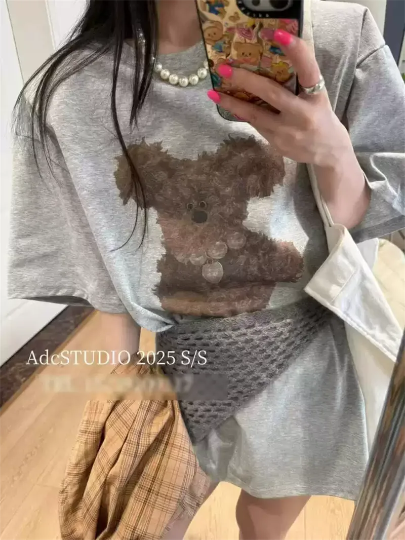 純棉打底衫慵懶寬松卡通印花圓領短袖大碼T恤 商品細節 3