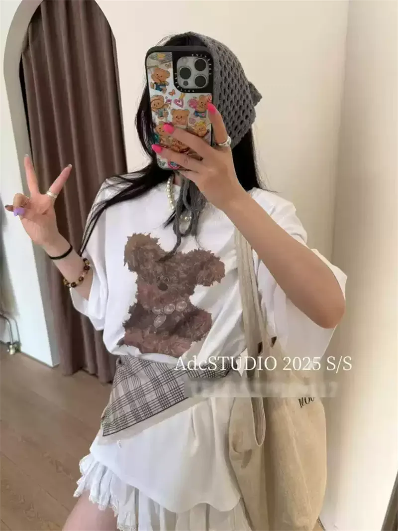 純棉打底衫慵懶寬松卡通印花圓領短袖大碼T恤 商品細節 4
