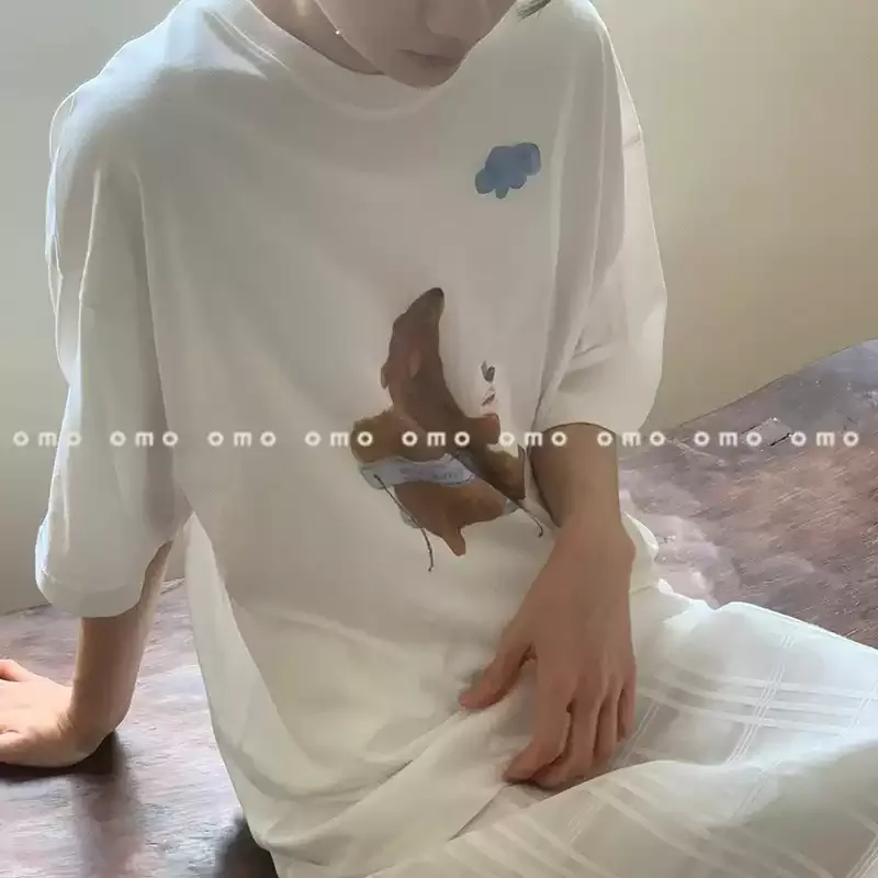 純棉打底衫慵懶寬松卡通印花圓領短袖大碼T恤 商品細節 4