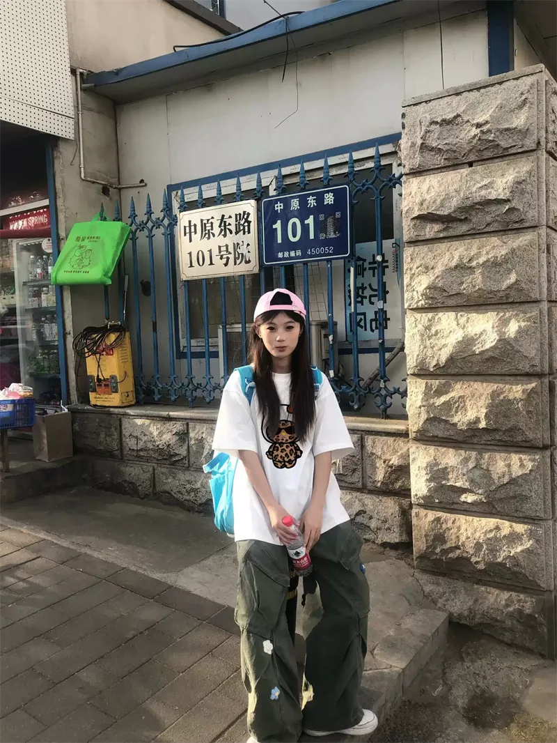 純棉打底衫慵懶寬松卡通印花圓領短袖大碼T恤 商品細節 4