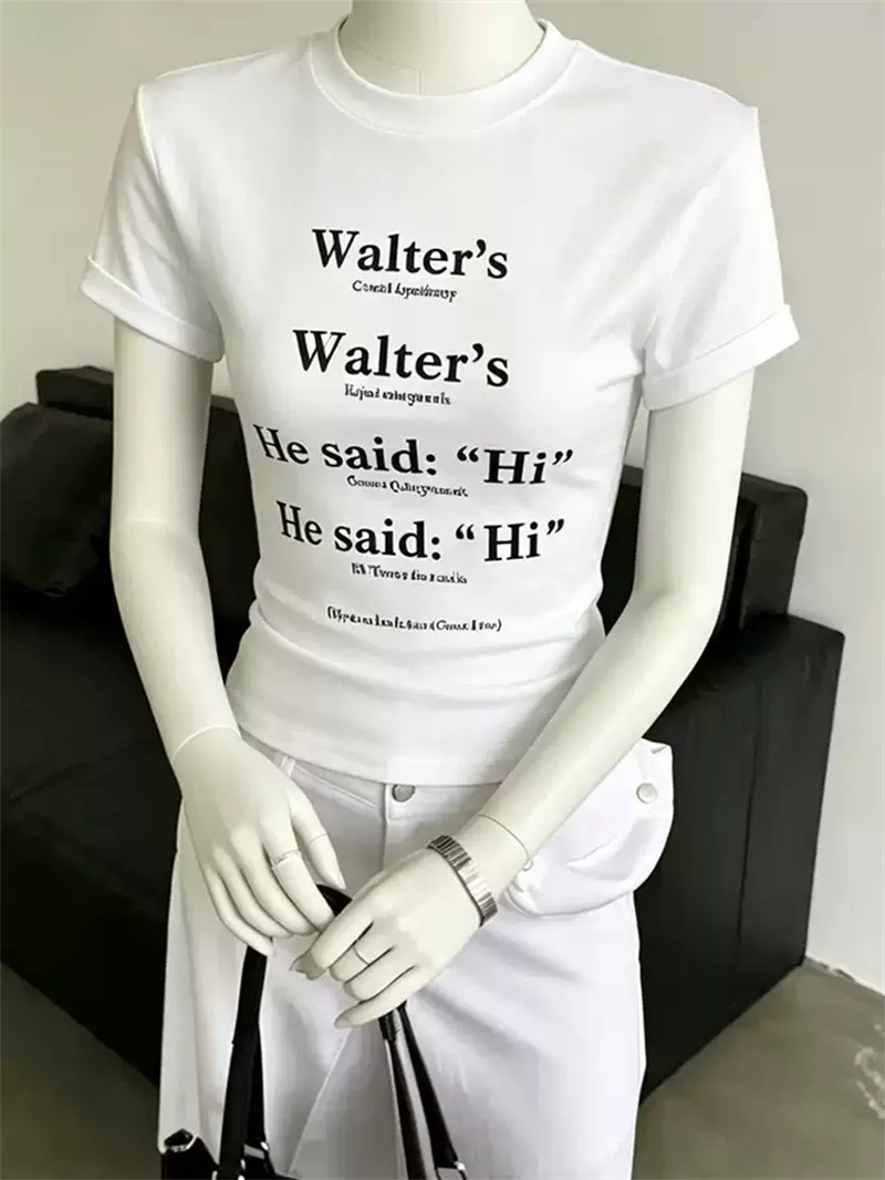 純棉打底衫女字母印花圓領短袖T恤寬松上衣 商品細節 3