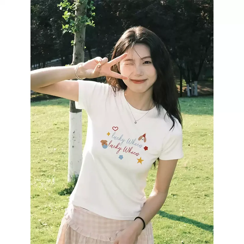 純棉打底衫女字母印花圓領短袖T恤寬松上衣 商品細節 3
