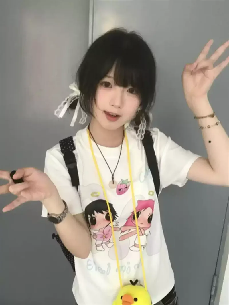 純棉打底衫女卡通印花圓領短袖T恤寬松上衣 商品細節 1
