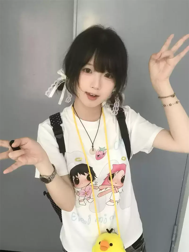 純棉打底衫女卡通印花圓領短袖T恤寬松上衣 商品細節 3