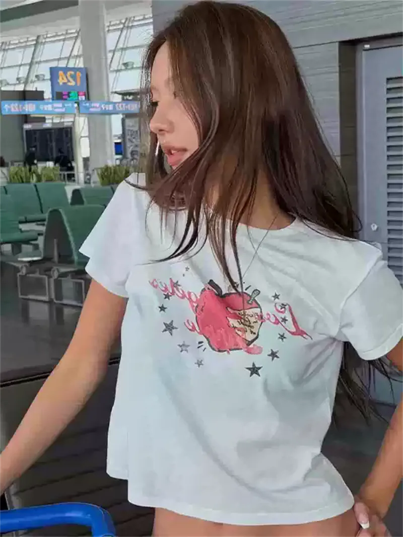 純棉打底衫女蘋果印花圓領短袖T恤寬松上衣 商品細節 2