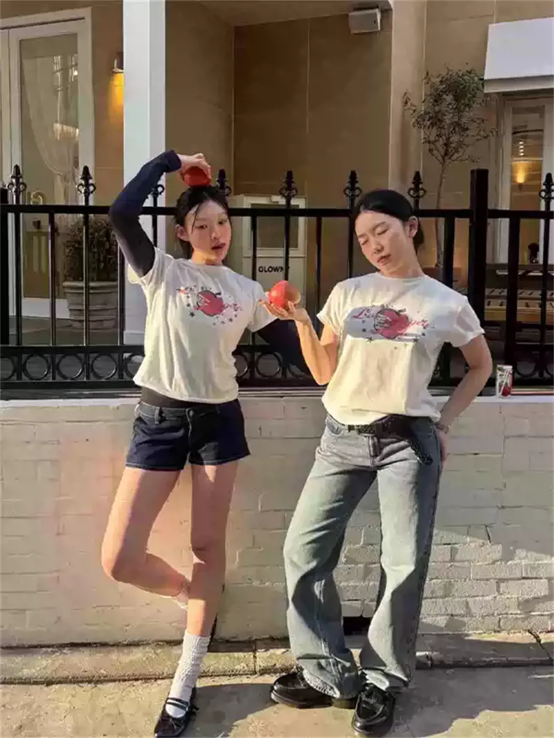 純棉打底衫女蘋果印花圓領短袖T恤寬松上衣 商品細節 3