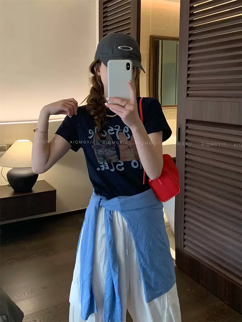 純棉打底衫女卡通印花圓領短袖T恤寬松上衣 商品細節 4
