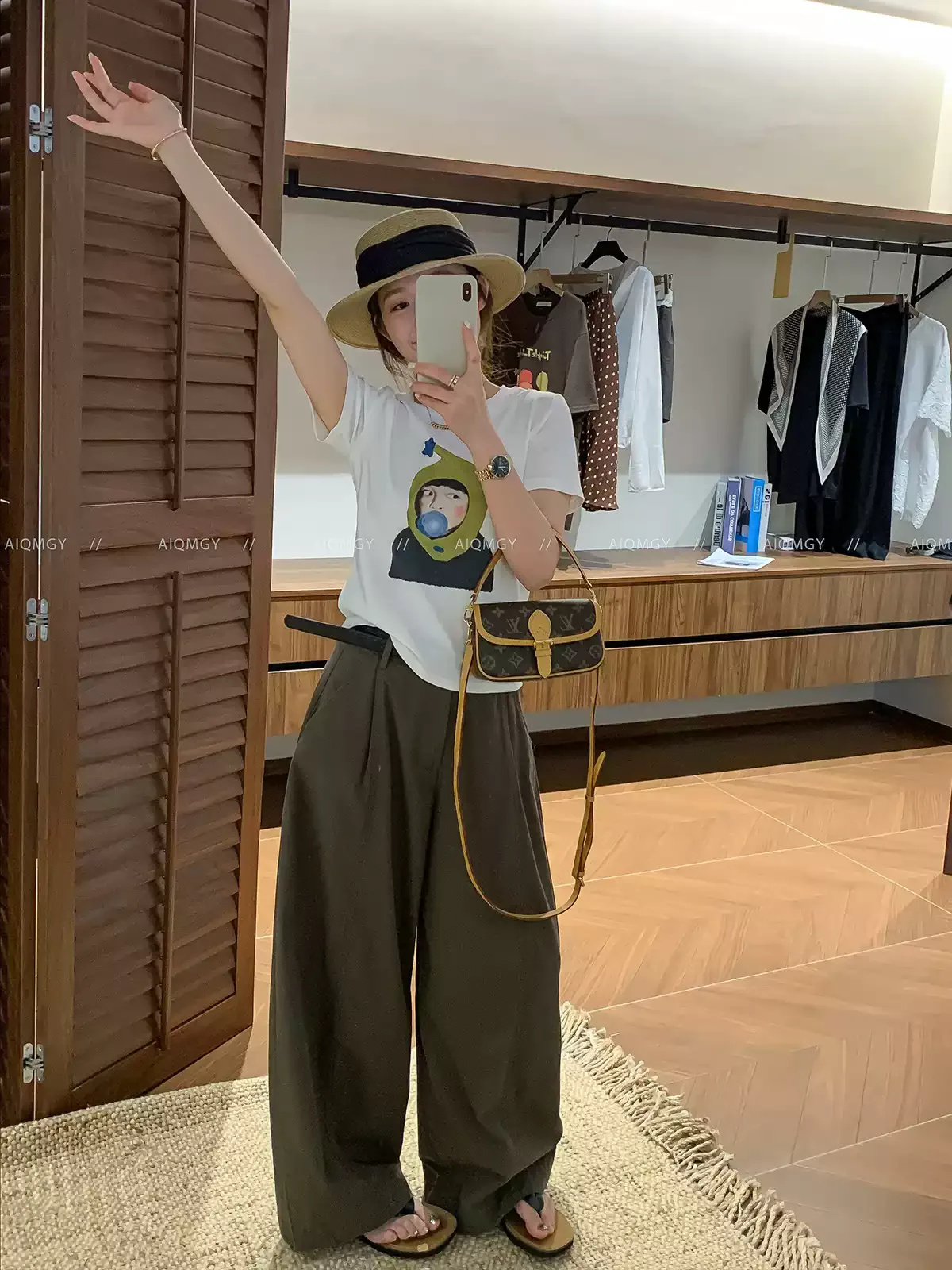 純棉打底衫女人物印花圓領短袖T恤寬松上衣:圖片 2